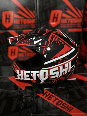 Шлем кроссовый детский HETOSHI Cross-Kids KY-B12 цв.Красно-черно-белый Матовый р.Y-XL